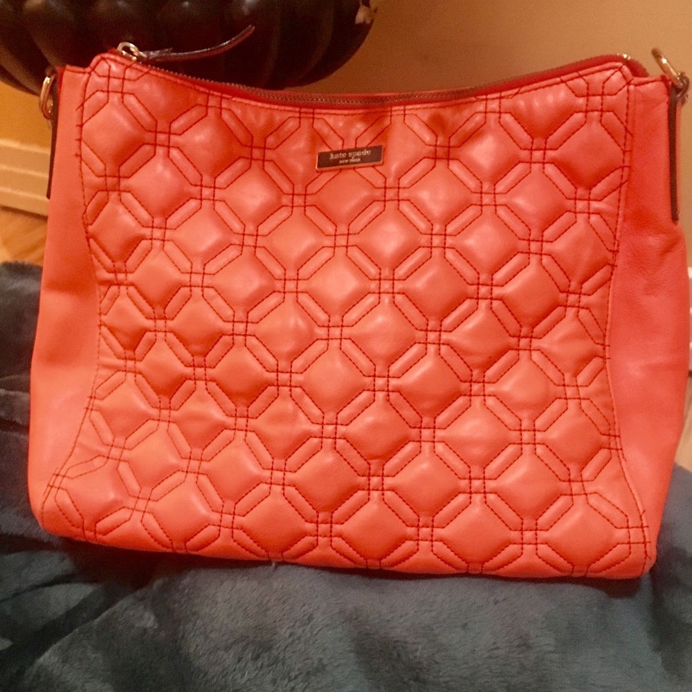 COPY Kate spade Orange Geometric Quilted Purse - Picture 1 of 17
